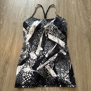 Lululemon Power Y Tank Womens Size 6 Static Mist Black White Racerback